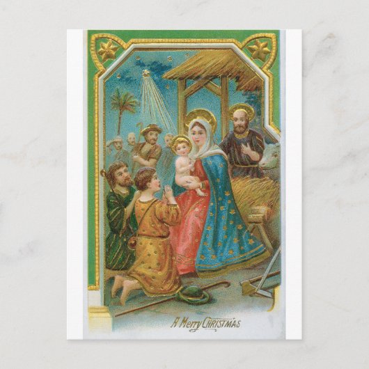 Vintage A Merry Christmas Madonna And Child Postkarte (Vorderseite)
