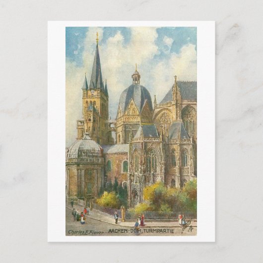 Vintage Aachener Dom Postkarte (Vorderseite)
