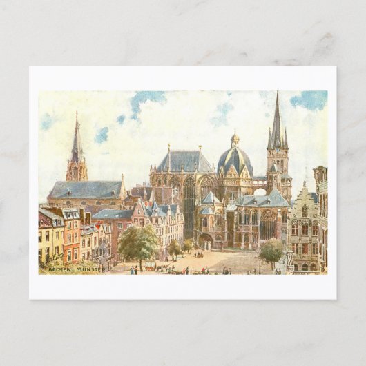 Vintage Aachener Dom Postkarte (Vorderseite)