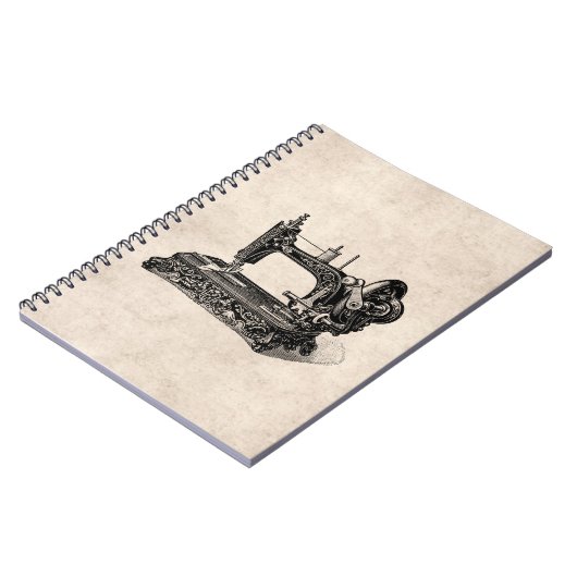 Vintage Abbildung der Nähmaschine 1800 Notizblock (Linke Seite)