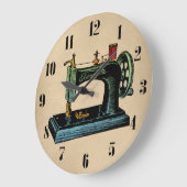 Vintage Abbildung der Nähmaschine Große Wanduhr (Winkel)