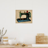 Vintage Abbildung der Nähmaschine Poster (Küche)