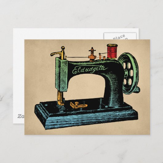 Vintage Abbildung der Nähmaschine Postkarte (Vorne/Hinten)