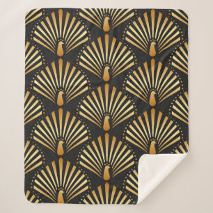 Vintage Abbildung der Pfaue in schwarzer Farbe Sherpadecke