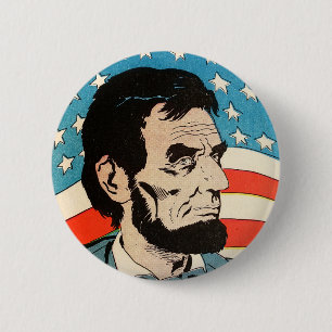 Vintage-Abbildung der USA-Flagge von Abraham Linco Button