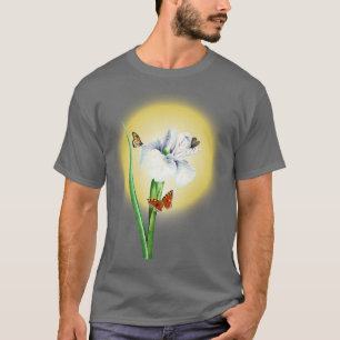 Vintage Abbildung der White Iris-Blume T-Shirt