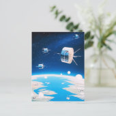 Vintage Abbildung des Retro-Space-Raketensatellite Postkarte (Stehend Vorderseite)
