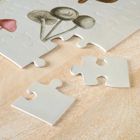 Vintage Abbildung einer Pilzsammlung Puzzle (Seite)