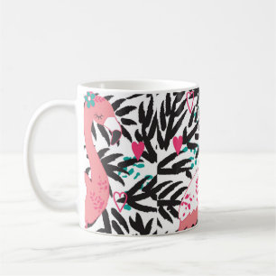 Vintage Abbildung eines Flamingos mit exotischen V Kaffeetasse