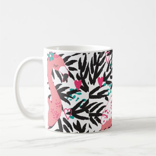 Vintage Abbildung eines Flamingos mit exotischen V Kaffeetasse (Links)
