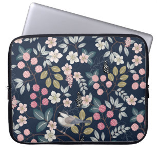 Vintage Abbildung eines nahtlosen Blumenmusters Laptopschutzhülle