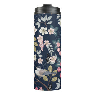 Vintage Abbildung eines nahtlosen Blumenmusters  Thermosbecher