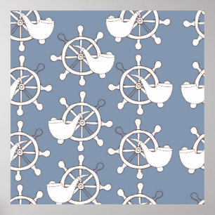 Vintage Abbildung nahtloses Musterrad und tu Poster