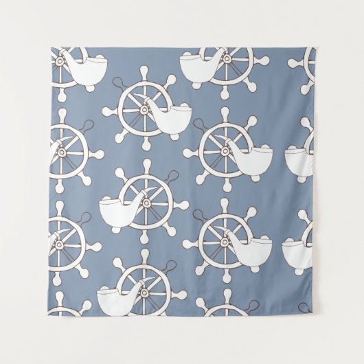 Vintage Abbildung nahtloses Musterrad und tu Wandteppich (Vorderseite)