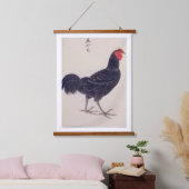 Vintage Abbildung: Shamo-Hühner Wandteppich Mit Holzrahmen (Schlafzimmer)