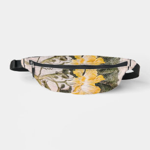 Vintage Abbildung von Kürbis, Blätter und Blume Bauchtasche