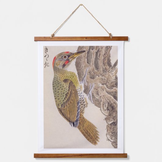 Vintage Abbildung: Woodpecker Wandteppich Mit Holzrahmen (Vorderseite)