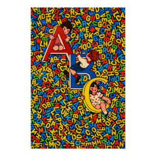 Vintage-ABC-Kinderalphabet-Illustration Poster