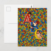 Vintage-ABC-Kinderalphabet-Illustration Postkarte (Vorne/Hinten)