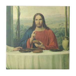 Vintage Abendessen in Emmaus mit Jesus Christus Fliese
