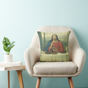 Vintage Abendessen in Emmaus mit Jesus Christus Kissen