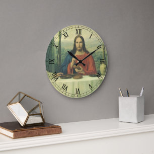Vintage Abendmahl in Emmaus mit Jesus Christus Große Wanduhr