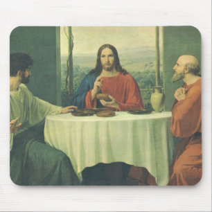 Vintage Abendmahl in Emmaus mit Jesus Christus Mousepad