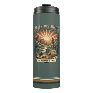 Vintage-Abenteuer warten Retro Thermosbecher