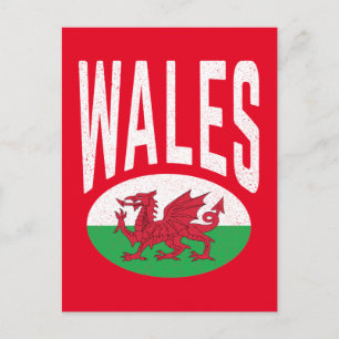 Vintage Abgenutzt Wales Cymraeg Cymru Stolz Walisi Postkarte