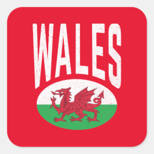 Vintage Abgenutzt Wales Cymraeg Cymru Stolz Walisi Quadratischer Aufkleber