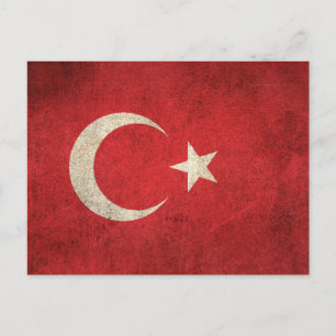 Vintage abgenutzte Flagge der Türkei Postkarte