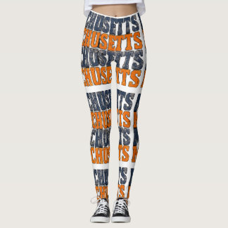Vintage abgenutzte Massachusetts-gestapelte Typogr Leggings