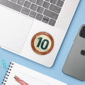 Vintage abgenutzte Nummer 10 Aufkleber (Laptop mit iPhone)