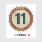Vintage abgenutzte Nummer 11 Aufkleber (Blatt)