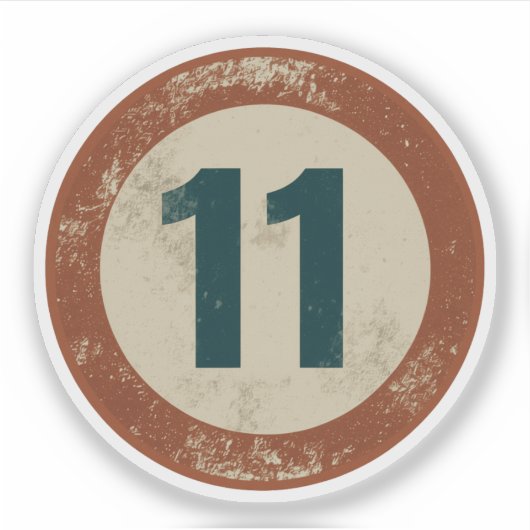 Vintage abgenutzte Nummer 11 Aufkleber (Vorderseite)