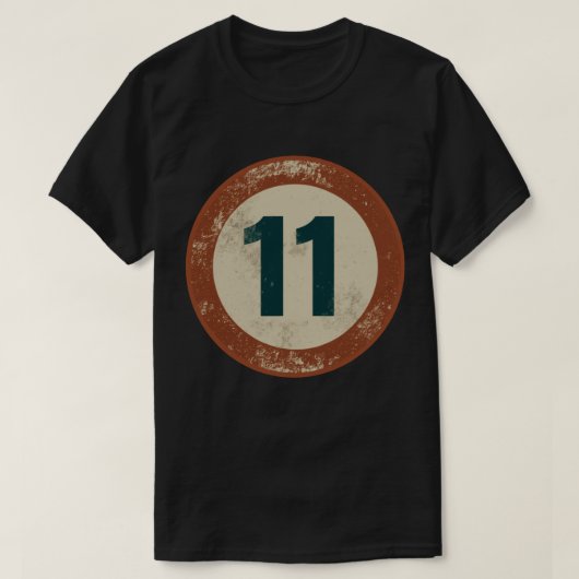 Vintage abgenutzte Nummer 11 T-Shirt (Design vorne)