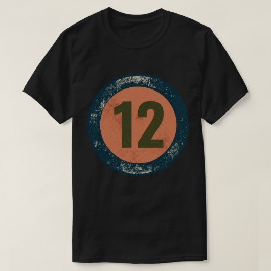 Vintage abgenutzte Nummer 12 T-Shirt (Design vorne)
