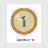 Vintage abgenutzte Nummer 1 Aufkleber (Blatt)