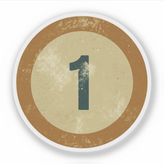 Vintage abgenutzte Nummer 1 Aufkleber (Vorderseite)