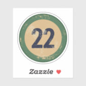 Vintage abgenutzte Nummer 22 Aufkleber (Blatt)