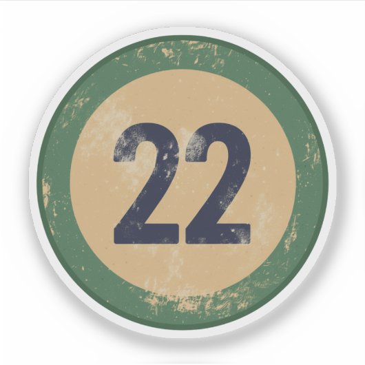 Vintage abgenutzte Nummer 22 Aufkleber (Vorderseite)