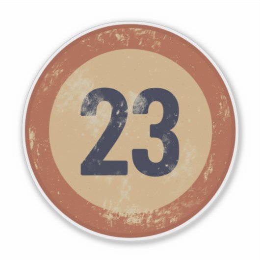 Vintage abgenutzte Nummer 23 Aufkleber (Vorderseite)