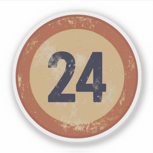 Vintage abgenutzte Nummer 24 Aufkleber (Vorderseite)