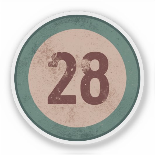 Vintage abgenutzte Nummer 28 Aufkleber (Vorderseite)
