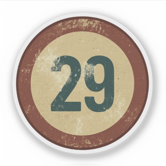 Vintage abgenutzte Nummer 29 Aufkleber (Vorderseite)