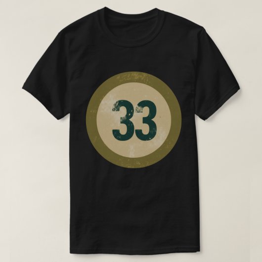 Vintage abgenutzte Nummer 33 T-Shirt (Design vorne)