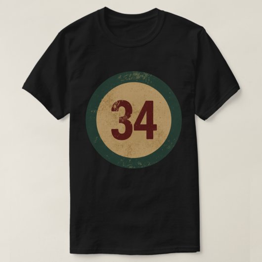 Vintage abgenutzte Nummer 34 T-Shirt (Design vorne)