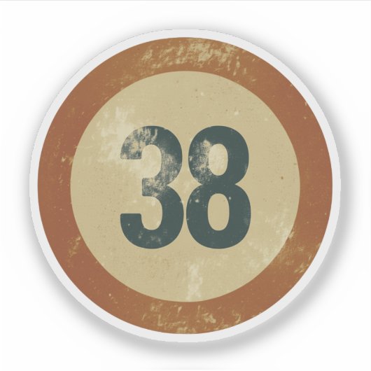 Vintage abgenutzte Nummer 38 Aufkleber (Vorderseite)