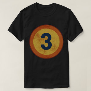 Vintage abgenutzte Nummer 3 T-Shirt