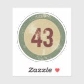 Vintage abgenutzte Nummer 43 Aufkleber (Blatt)